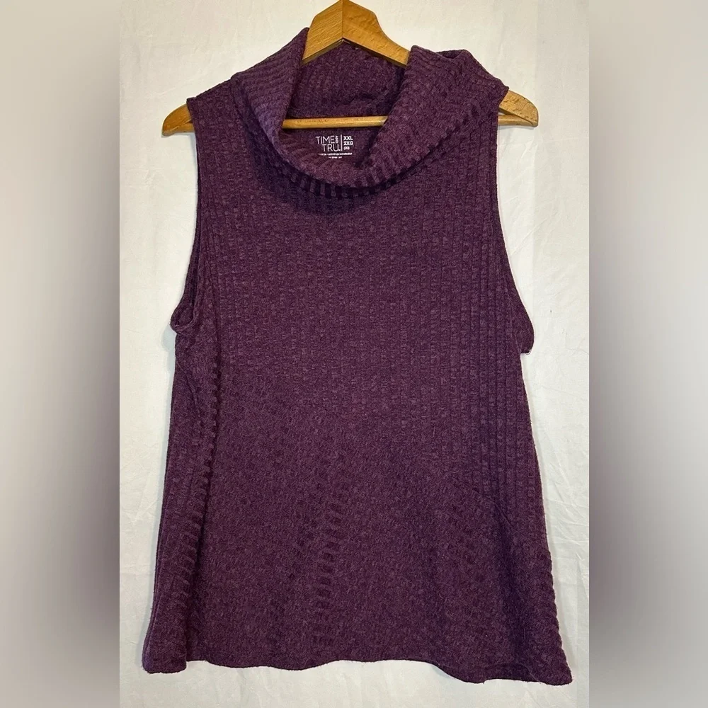 Time and Tru Women’s Classic Purple Turtleneck Tank Sweater size XXL 2XG (20)